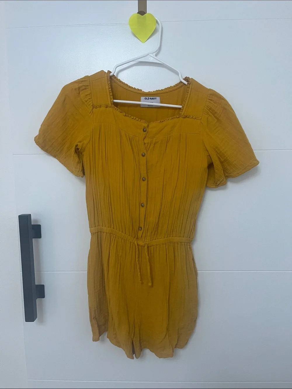 Old Navy Mustard Short-Sleeve Button Front Tunic Romper